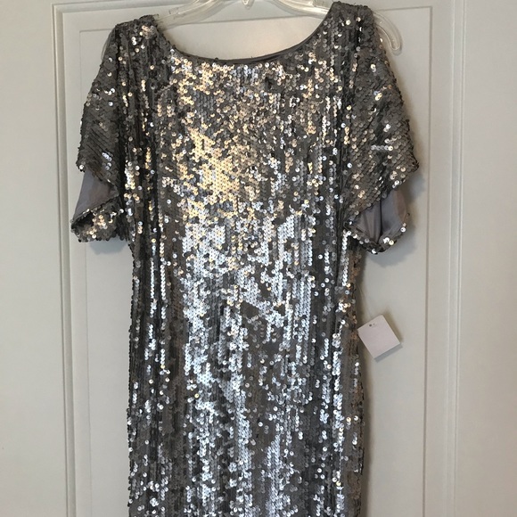 Silver Sequined Mini Dress by Jodi Kristopher - Picture 1 of 3